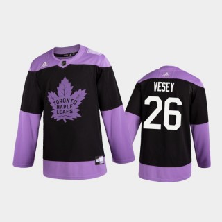 Men's Jimmy Vesey #26 Toronto Maple Leafs 2020 Hockey Fights Cancer Black Practice Jersey