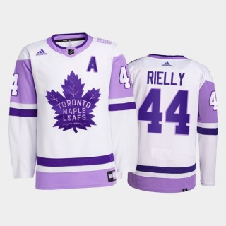 Morgan Rielly #44 Toronto Maple Leafs 2021 Hockey Fights Cancer White Primegreen Jersey