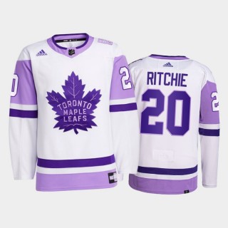 Nick Ritchie #20 Toronto Maple Leafs 2021 Hockey Fights Cancer White Primegreen Jersey