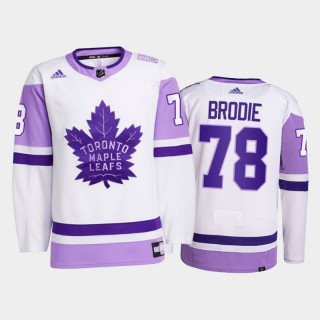 T.J. Brodie #78 Toronto Maple Leafs 2021 HockeyFightsCancer White Primegreen Jersey