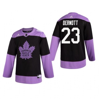 Travis Dermott #23 Toronto Maple Leafs 2019 Hockey Fights Cancer Black Practice Jersey