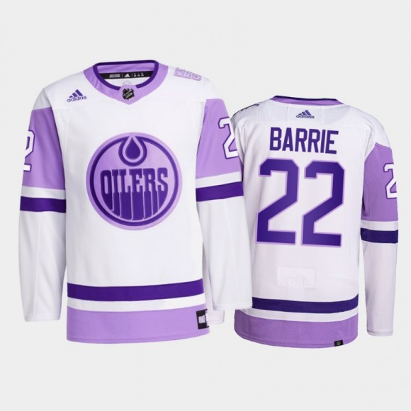 Tyson Barrie #22 Edmonton Oilers 2021 Hockey Fights Cancer White Primegreen Jersey
