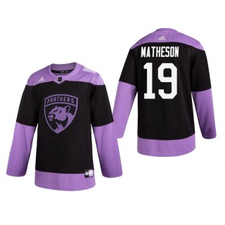 Mike Matheson #19 Florida Panthers 2019 Hockey Fights Cancer Black Practice Jersey