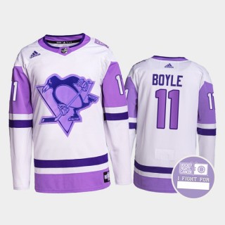 Brian Boyle #11 Pittsburgh Penguins Hockey Fights Cancer White Purple Primegreen Authentic Jersey