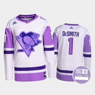 Casey DeSmith Hockey Fights Cancer Jersey Pittsburgh Penguins White Purple Primegreen Authentic