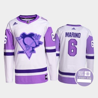 John Marino #6 Pittsburgh Penguins Hockey Fights Cancer White Purple Primegreen Authentic Jersey