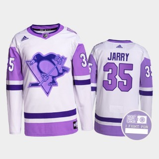 Tristan Jarry #35 Pittsburgh Penguins Hockey Fights Cancer White Purple Primegreen Authentic Jersey