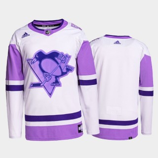 Pittsburgh Penguins Jersey Hockey Fights Cancer White Purple Uniform