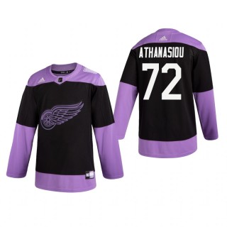 Andreas Athanasiou #72 Detroit Red Wings 2019 Hockey Fights Cancer Black Practice Jersey