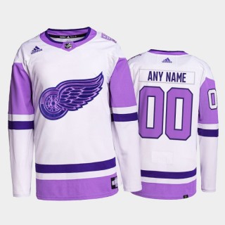 Custom HockeyFightsCancer Jersey Detroit Red Wings White Purple Primegreen Authentic