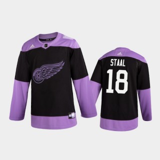 Men's Marc Staal #18 Detroit Red Wings 2020 Hockey Fights Cancer Black Practice Jersey