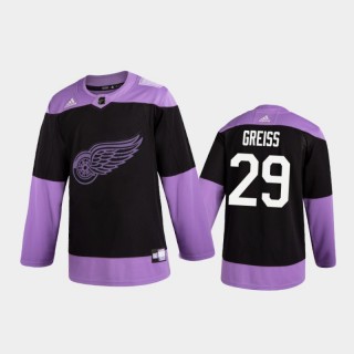 Men's Thomas Greiss #29 Detroit Red Wings 2020 Hockey Fights Cancer Black Practice Jersey