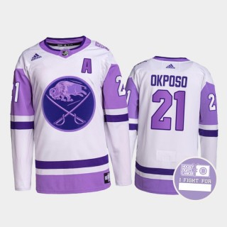 Buffalo Sabres Hockey Fights Cancer Kyle Okposo White Purple #21 Primegreen Jersey
