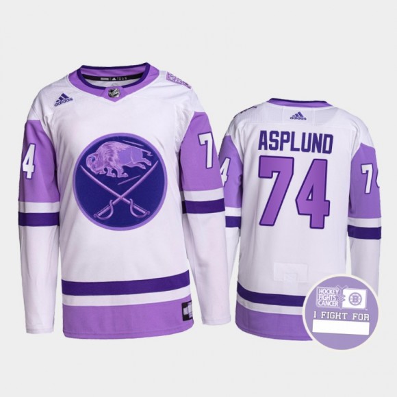 Rasmus Asplund Hockey Fights Cancer Sabres White Purple Primegreen Jersey