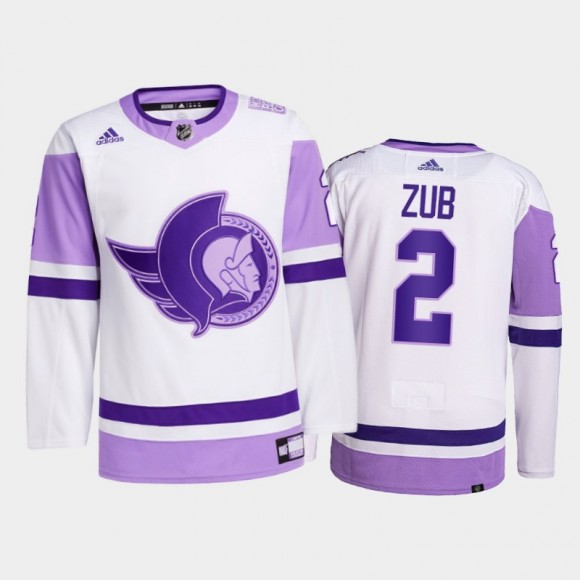 Artyom Zub #2 Ottawa Senators 2021 Hockey Fights Cancer White Primegreen Jersey