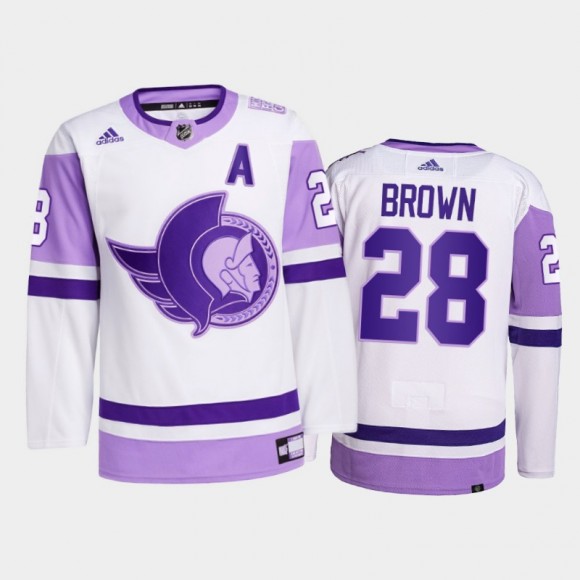 Connor Brown #28 Ottawa Senators 2021 Hockey Fights Cancer White Primegreen Jersey