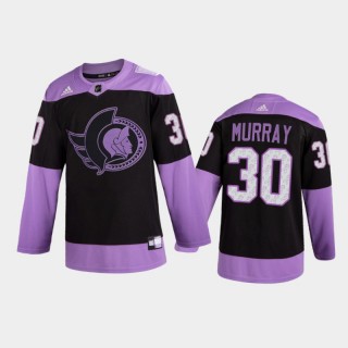 Men Ottawa Senators Matt Murray #30 2021 Hockey Fights Cancer Night Purple Jersey