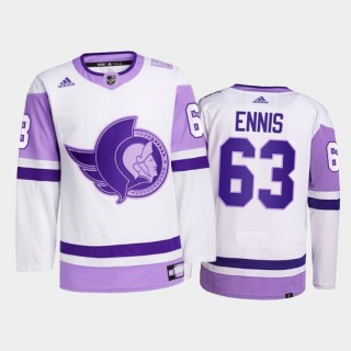 Tyler Ennis #63 Ottawa Senators 2021 HockeyFightsCancer White Primegreen Jersey