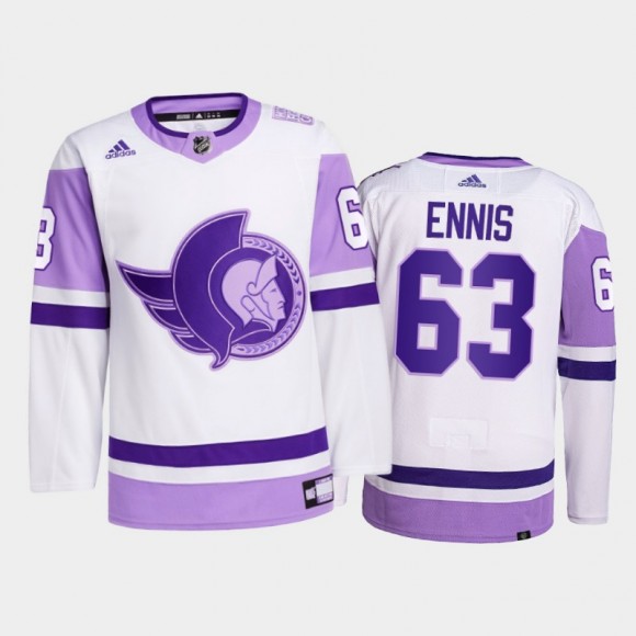 Tyler Ennis #63 Ottawa Senators 2021 Hockey Fights Cancer White Primegreen Jersey