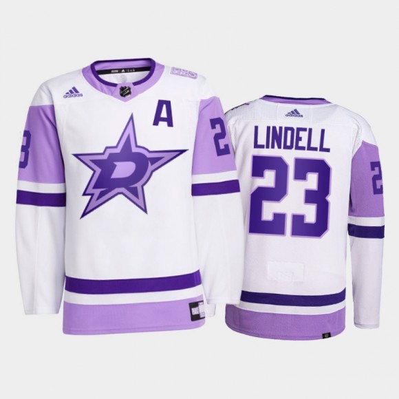 Dallas Stars 2021 HockeyFightsCancer Esa Lindell White #23 Primegreen Jersey