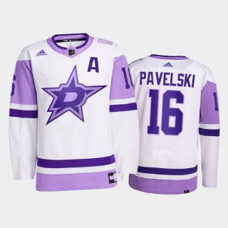 Dallas Stars 2021 Hockey Fights Cancer Joe Pavelski White #16 Primegreen Jersey
