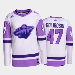 Minnesota Wild HockeyFightsCancer Alex Goligoski White #47 Primegreen Authentic Jersey