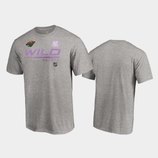 Men's Minnesota Wild 2020 Hockey Fights Cancer Heather Gray T-Shirt