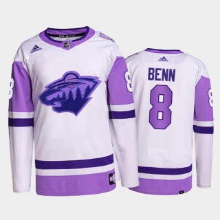 Minnesota Wild HockeyFightsCancer Jordie Benn White #8 Primegreen Authentic Jersey