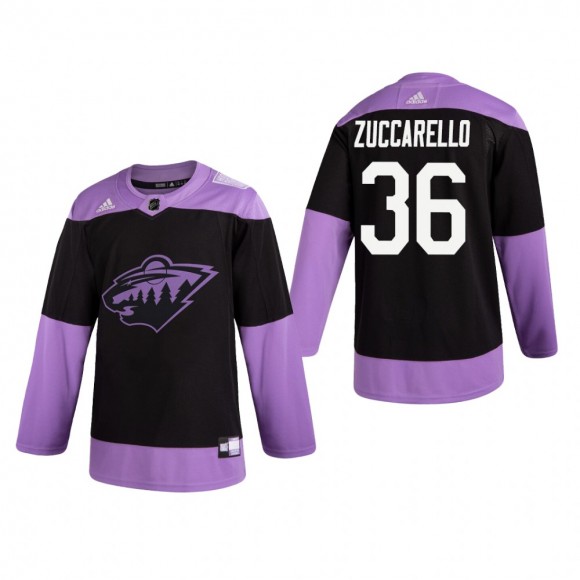 Mats Zuccarello #36 Minnesota Wild 2019 Hockey Fights Cancer Black Practice Jersey