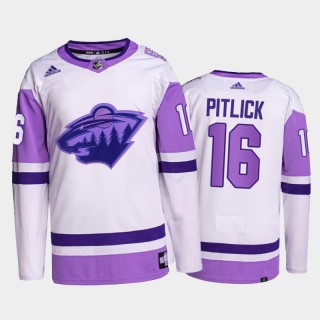 Minnesota Wild HockeyFightsCancer Rem Pitlick White #16 Primegreen Authentic Jersey