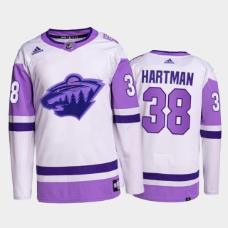 Minnesota Wild HockeyFightsCancer Ryan Hartman White #38 Primegreen Authentic Jersey